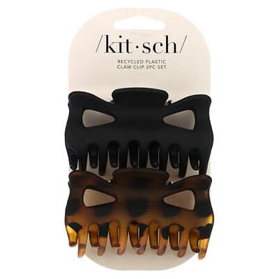 Large Claw Clips, Black & Tort, 2 Clips