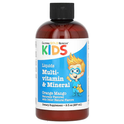 Liquid Multi-Vitamin & Mineral with Calcium, Vitamin B12, Vitamins C & D3 for Children, No Alcohol, Natural Orange Mango, 8 fl oz (237 ml)