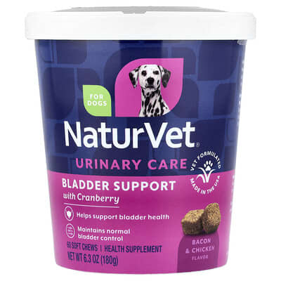 Urinary Care, Bladder Support with Cranberry, For Dogs, Bacon & Chicken, 60 Soft Chews, 6.3 oz (180 g)