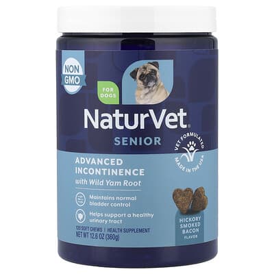 Senior Advanced Incontinence with Wild Yam Root, For Dogs, Hickory Smoked Bacon, 120 Soft Chews, 12.6 oz (360 g)
