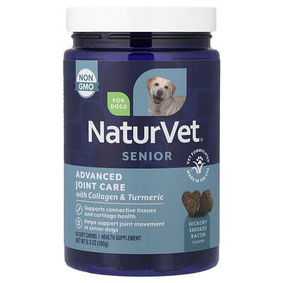 Senior Advanced Joint Care, с коллагеном и куркумой, для собак, Hickory Smoked Bacon, 60 жевательных таблеток, 6.3 oz (180 g)