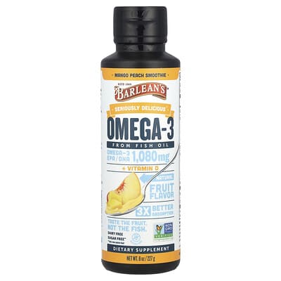 Seriously Delicious®, Omega-3 From Fish Oil, Mango Peach Smoothie, 1,080 mg, 8 oz (227 g)