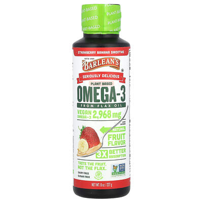 Растительная добавка Omega-3 из льняного масла Seriously Delicious®, клубнично-банановый смузи, 8 oz (227 g)