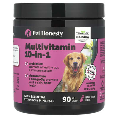 Multivitamin 10-in-1, For Adult Dogs, Peanut Butter, 90 Soft Chews, 9.5 oz (270 g)