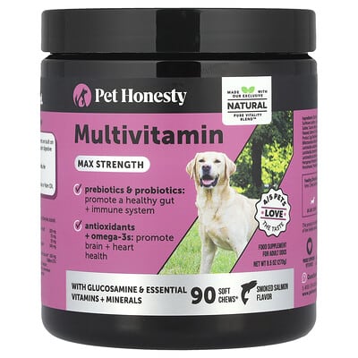 Multivitamin, Max Strength, For Adult Dogs, Smoked Salmon, 90 Soft Chews, 9.5 oz (270 g)