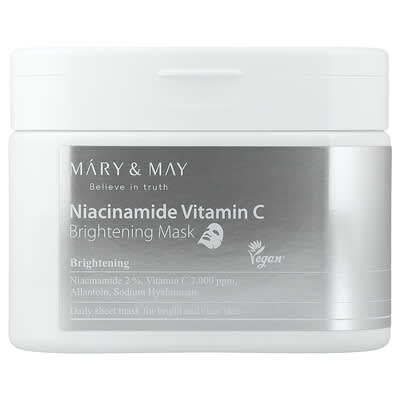 Niacinamide Vitamin C, Brightening Beauty Mask, 30 Sheets, 14.1 oz (400 g)