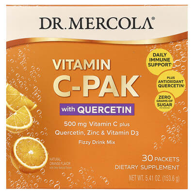 Dr. Mercola Vitamin C-PAK с кверцетином, Natural Orange, 30 пакетиков, 0.18 oz (5.12 g) каждый