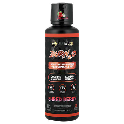 ALPHA LION Burn2O, Shred Berry, Strawberry & Vanilla, 15.72 oz (465 ml) для снижения веса