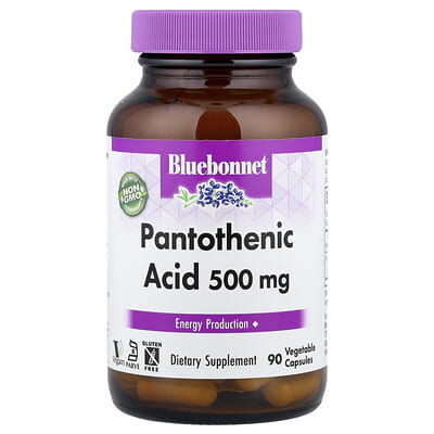 Пантотеновая кислота Bluebonnet Nutrition, 500 mg, 90 Vegetable Capsules