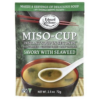 Instant Miso-Cup®, Savory with Seaweed, 4 Envelops, 2.5 oz (72 g)