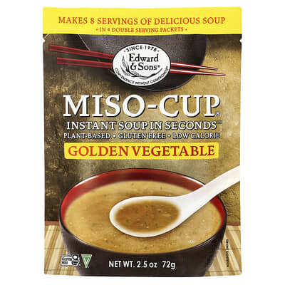 Мгновенный суп Miso-Cup®, золотистый овощной, 4 пакетика, 2.5 oz (72 g)
