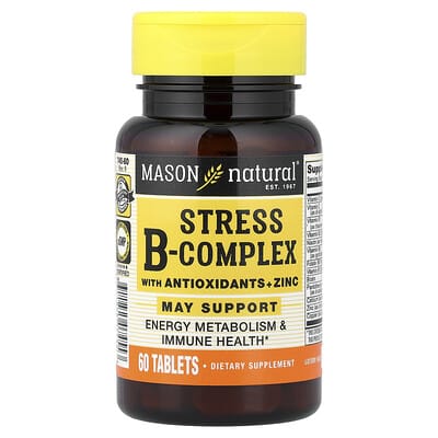 Mason Natural Stress B-Complex с антиоксидантами + цинком, 60 таблеток