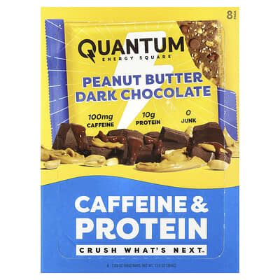 Caffeine & Protein Bar, Peanut Butter Dark Chocolate, 8 Bars, 1.69 oz (48 g) Each
