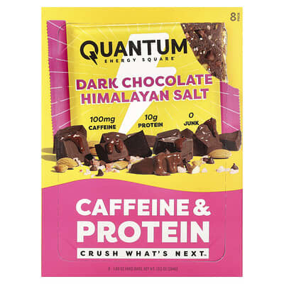Caffeine & Protein Bar, Dark Chocolate Himalayan Salt, 8 Bars, 1.69 oz (48 g) Each
