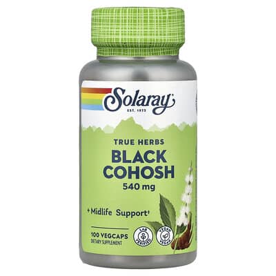 Solaray True Herbs, Black Cohosh, 540 mg, 100 вегетарианских капсул