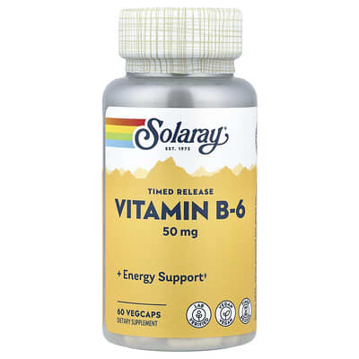 Витамин B-6 Solaray, 50 mg, 60 VegCaps