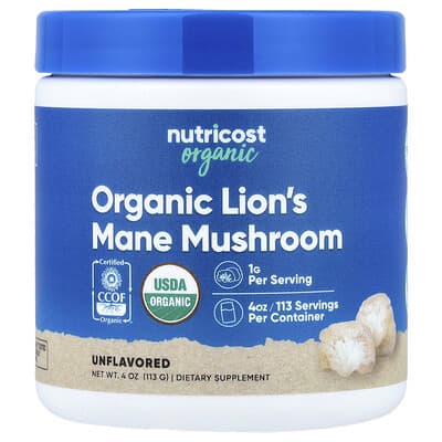 Organic Lion's Mane Mushroom, Unflavored, 4 oz (113 g)
