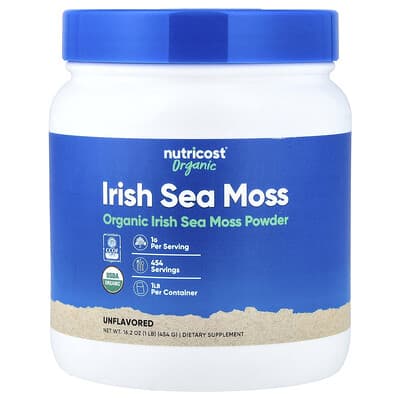 Organic Irish Sea Moss Powder, Unflavored, 16.2 oz (454 g)