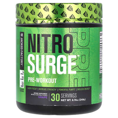Предтренировочный комплекс Nitro Surge, Grape, 8.78 oz (249 g)