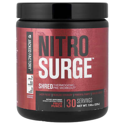 Предтренировочный комплекс Nitro Surge Shred Thermogenic Fruit Punch 7.93 oz. (225 g)
