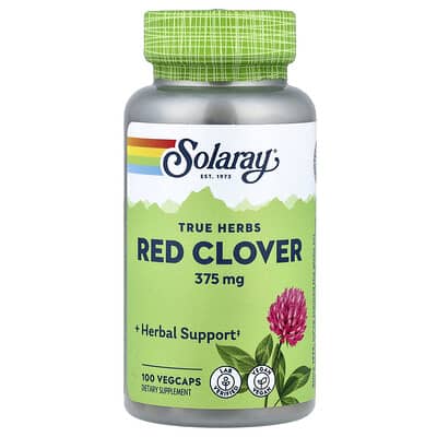Solaray True Herbs, красный клевер, 375 mg, 100 вегетарианских капсул