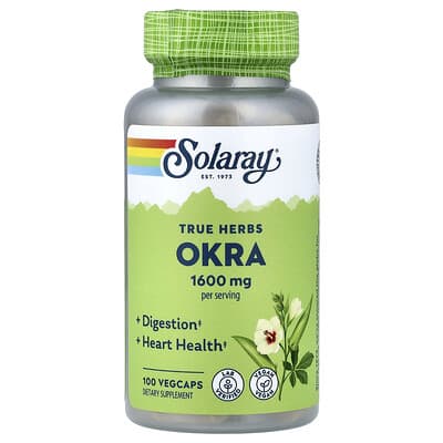 Solaray True Herbs, Okra, 100 VegCaps (400 mg per Capsule) травяная добавка