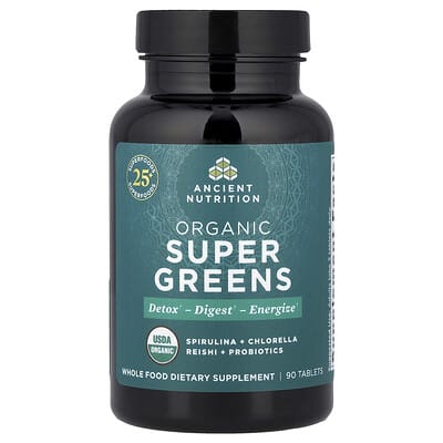 Ancient Nutrition Органические суперфуды Super Greens, 90 таблеток