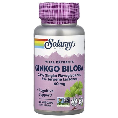 Vital Extracts, Гинкго Билоба, 60 mg, 60 вегетарианских капсул