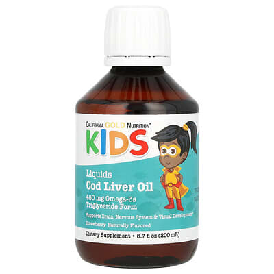 Norwegian Kids Cod Liver Oil, Natural Strawberry, 6.7 fl oz (200 ml)