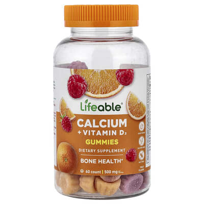 Calcium + Vitamin D3 Gummies, Fruit, 60 Gummies