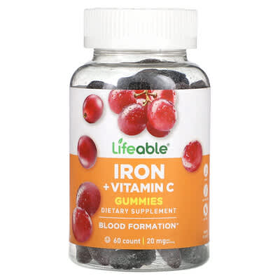 Желе Lifeable Iron + Vitamin C Gummies, Grape
