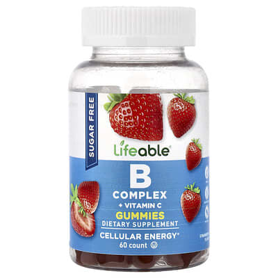 Желейные витамины B Complex + Vitamin C, без сахара, клубника, 60 шт