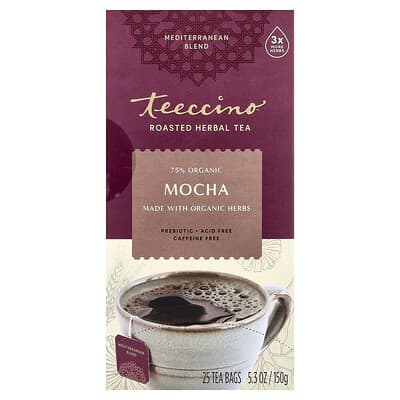 Roasted Chicory Herbal Tea, Mocha, Caffeine Free, 25 Tea Bags, 5.3 oz (150 g)