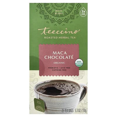 Organic Roasted Herbal Tea, Maca Chocolate, Caffeine Free, 25 Tea Bags, 5.3 oz (150 g)