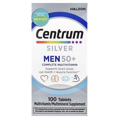 Silver Men 50+, Complete Multivitamin, 100 Tablets