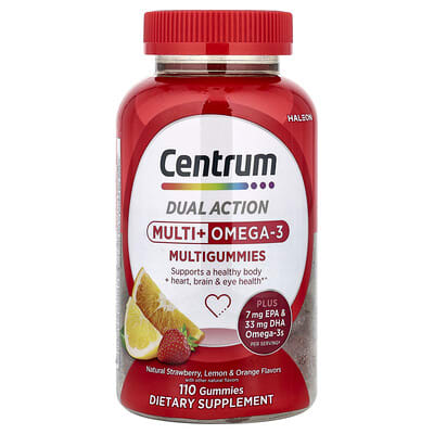 Multi + Omega-3 Multigummies, Natural Strawberry, Lemon & Orange, 110 Gummies