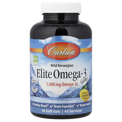 Wild Norwegian, Elite Omega-3 Gems®, Natural Lemon, 90 Soft Gels