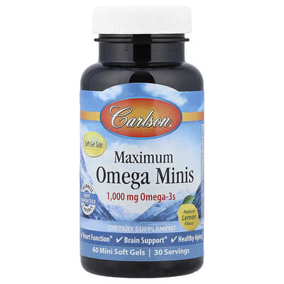 Maximum Omega Minis, Natural Lemon, 60 Mini Soft Gels (500 mg per Soft Gel)