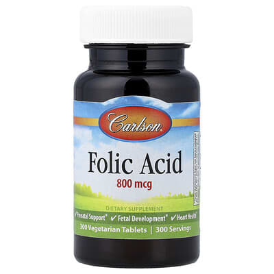 Фолиевая кислота, 800 mcg, 300 вегетарианских таблеток