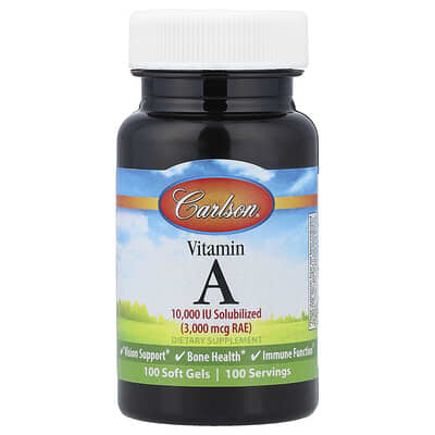 Vitamin A, 3,000 mcg RAE (10,000 IU), 100 Soft Gels