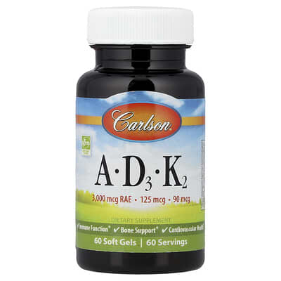 Vitamins A - D3 - K2, 60 Soft Gels