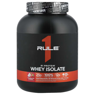 R1 Protein™ Whey Isolate, Strawberries & Creme, 5.03 lbs (2.28 kg)