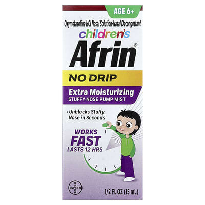 Afrin Спрей для носа без капель, увлажняющий, для детей от 6 лет, 1.2 fl oz (15 ml)