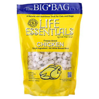 Life Essentials, сублимированная курица для кошек и собак, 16 oz (453.6 g)