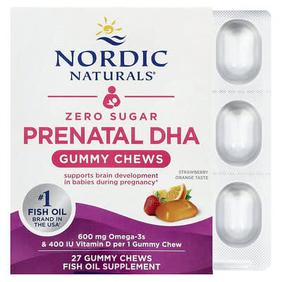 Zero Sugar Prenatal DHA Gummies,  Strawberry Orange, 27 Gummy Chews