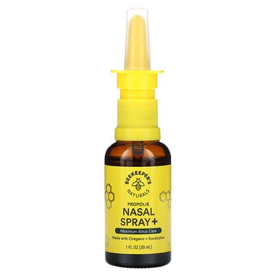 Beekeeper's Naturals Прополис назальный спрей +, для максимального ухода за пазухами, 1 fl oz (30 ml)