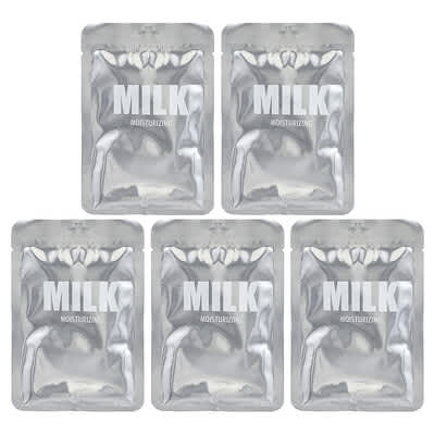 Moisturizing Sheet Beauty Mask Set, Milk , 5 Masks, 1.01 fl oz (30 ml) Each