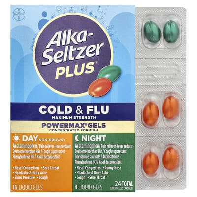 PowerMax® Gels, Cold & Flu, Day & Night, 24 Liquid Gels