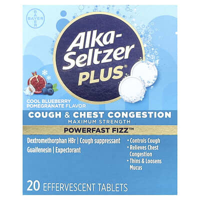Cough & Chest Congestion, Cool Blueberry Pomegranate, 20 Effervescent Tablets