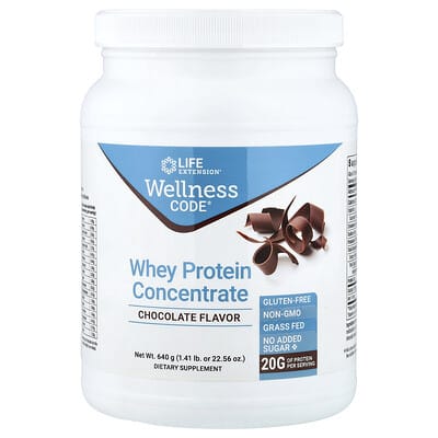 Концентрат сывороточного протеина Life Extension Wellness Code®, Chocolate, 1.41 lb (640 g)